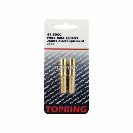 TOPRING Hose Splicer, 3/8 in, Barb, Brass, 2PK 41.530C